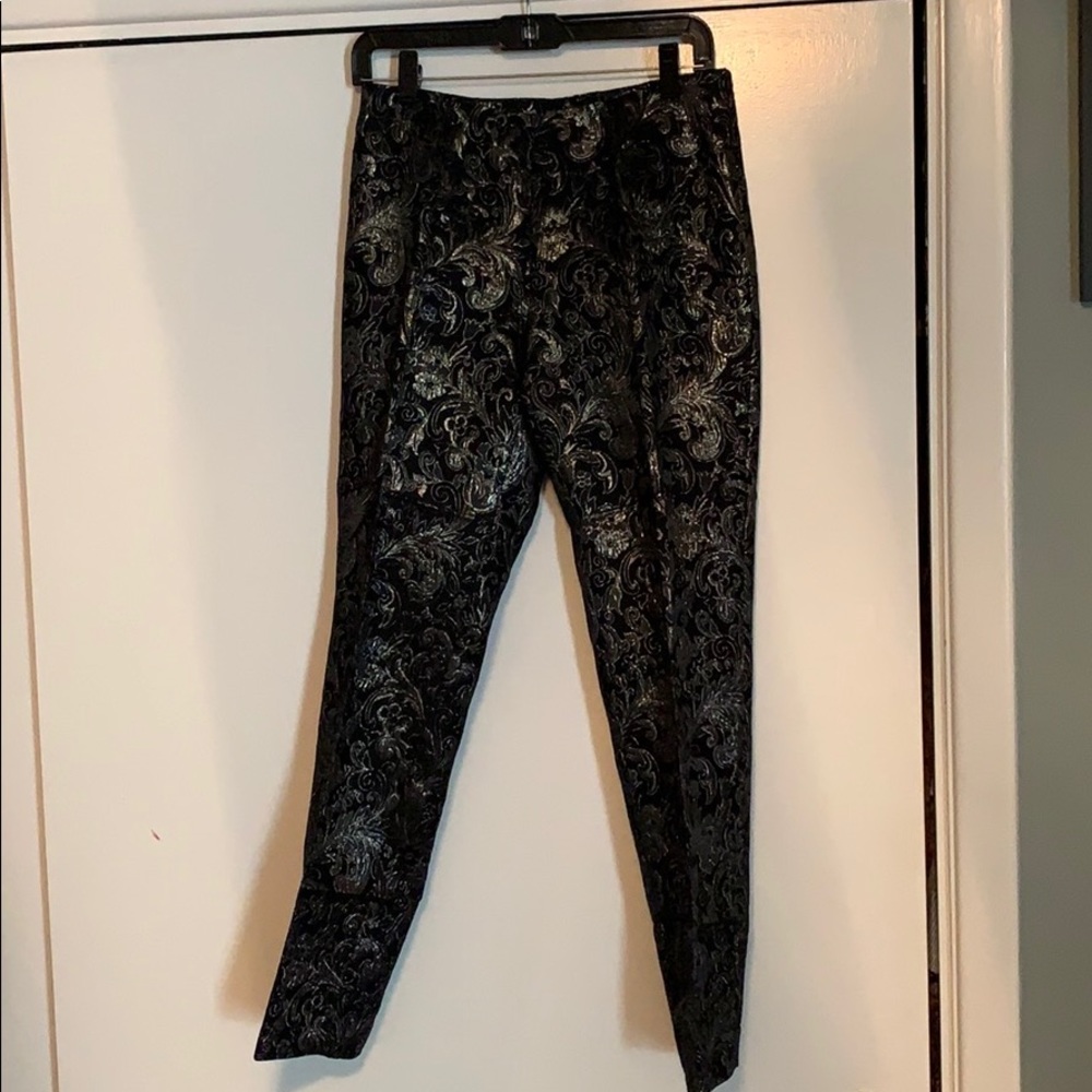 Boston Proper Black/Silver Jacquard Pants - Picture 5 of 6